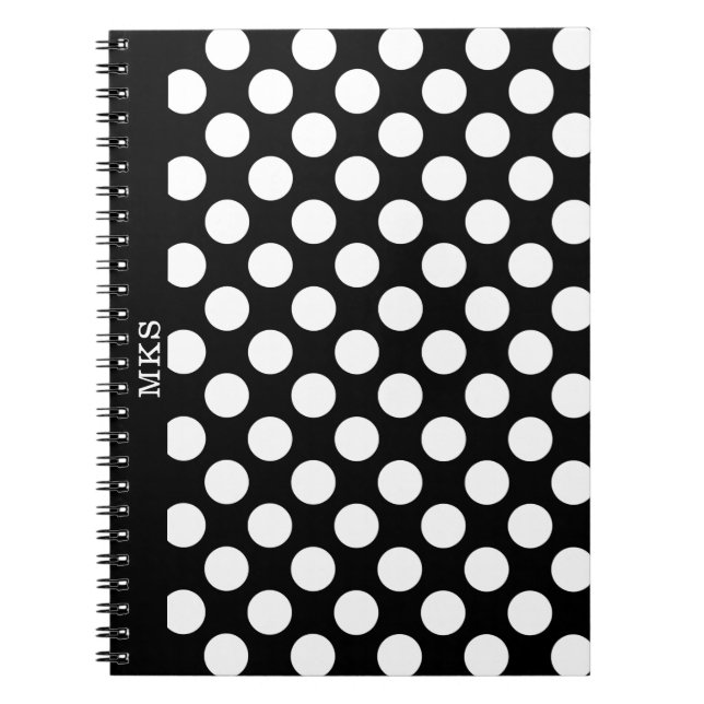 Monogram BW Polka-prickad bärbar dator Anteckningsbok (Framsidan)