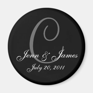 Monogram C Bröllop Bride Groom Date Magnet