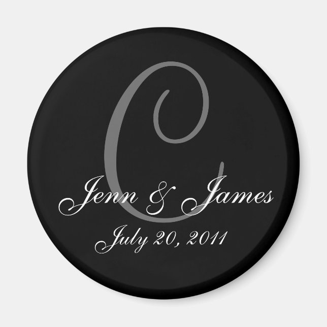 Monogram C Bröllop Bride Groom Date Magnet (Framsidan)