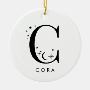 Monogram C Celestial Namn Julgransprydnad Keramik