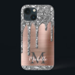 Monogram C för metalliska drivrutiner Ro Guld C vi<br><div class="desc">Modern, giftig silver grått glitter droppar namn och monogrammat iphone case. Den här designen har droppar i silver grått (grått) glitter-gnistra på rosa ros guld, borstad metall bakgrund med anpassningsbar-personlig som första och första namn-textmall. Perfekt kvinnlig gåva. Observera att den här designen är en utskriven fotoeffekt. Kontakta mig om du...</div>
