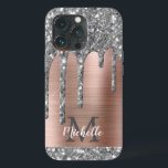 Monogram C för metalliska drivrutiner Ro Guld C vi<br><div class="desc">Modern, giftig silver grått glitter droppar namn och monogrammat iphone case. Den här designen har droppar i silver grått (grått) glitter-gnistra på rosa ros guld, borstad metall bakgrund med anpassningsbar-personlig som första och första namn-textmall. Perfekt kvinnlig gåva. Observera att den här designen är en utskriven fotoeffekt. Kontakta mig om du...</div>