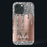 Monogram C för metalliska drivrutiner Ro Guld C vi<br><div class="desc">Modern, giftig silver grått glitter droppar namn och monogrammat iphone case. Den här designen har droppar i silver grått (grått) glitter-gnistra på rosa ros guld, borstad metall bakgrund med anpassningsbar-personlig som första och första namn-textmall. Perfekt kvinnlig gåva. Observera att den här designen är en utskriven fotoeffekt. Kontakta mig om du...</div>