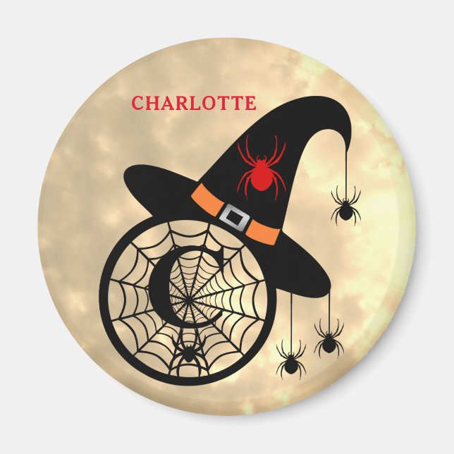 Monogram C Halloween Himlar Witch Spiders Namn Mag Magnet (Framsidan)