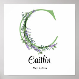Monogram C Lavendel Eucalyptus barnskrubsaffisch P Poster