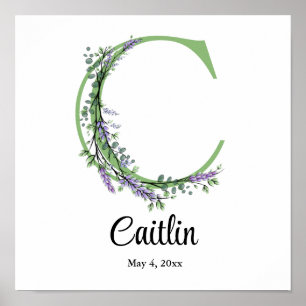 Monogram C Lavendel Eucalyptus barnskrubsaffisch P Poster