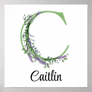 Monogram C Lavendel Eukalyptus barnkammardekor Poster