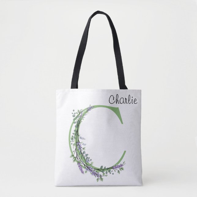 Monogram C Lavendel Eukalyptus Tygkasse (Framsida)