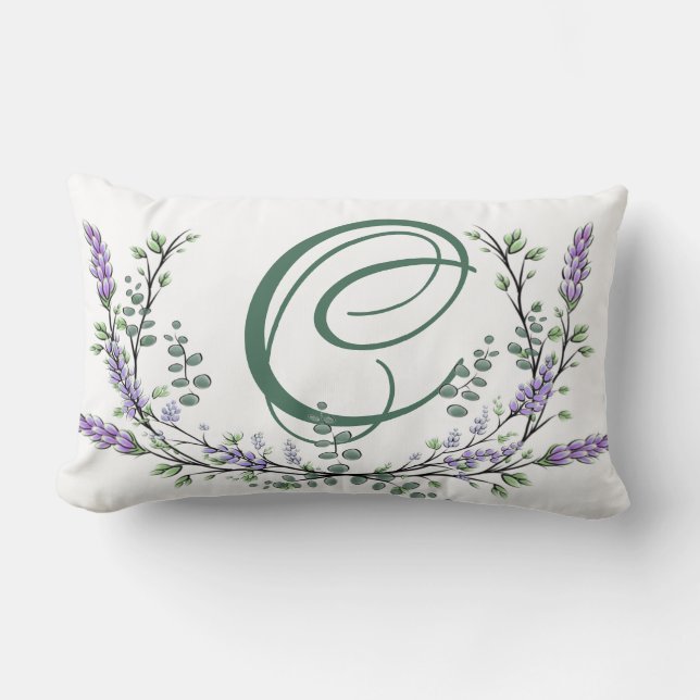 Monogram C Lavender Eucalyptus Lumbarkudde (Framsida)