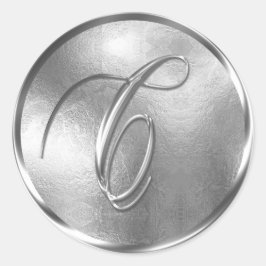 Monogram C NONMETALLIC Silver kuvertförsegling Runt Klistermärke