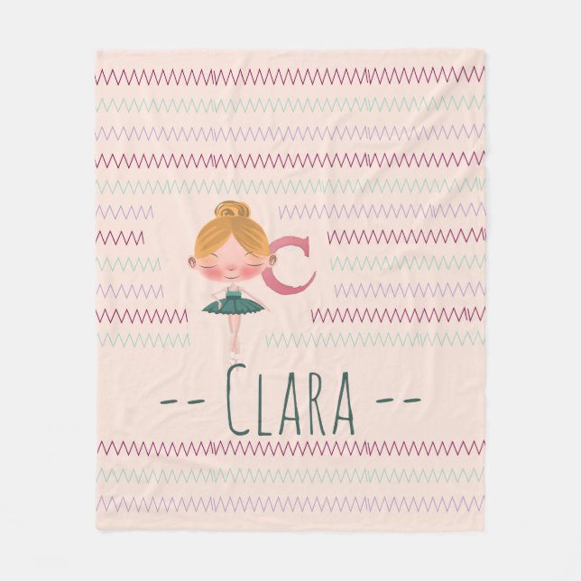 Monogram C Rosenskär Ballerina Namn Fleecefilt (Framsidan)