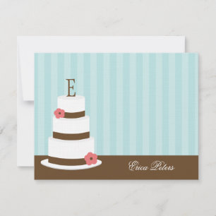 Monogram Cake - tackkort - blått Anteckningskort