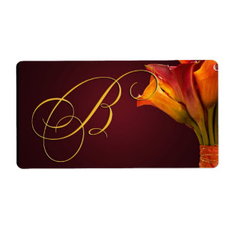 Monogram Calla lily Wedding Stickers Fraktsedel