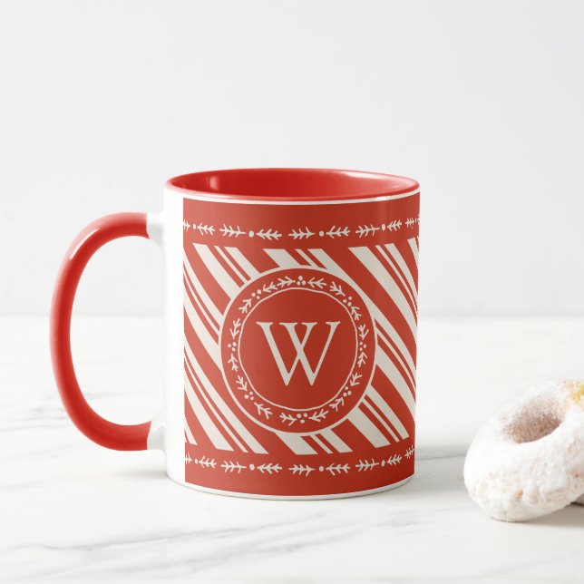 Monogram Candy cane Rand Mugg (Med munk)
