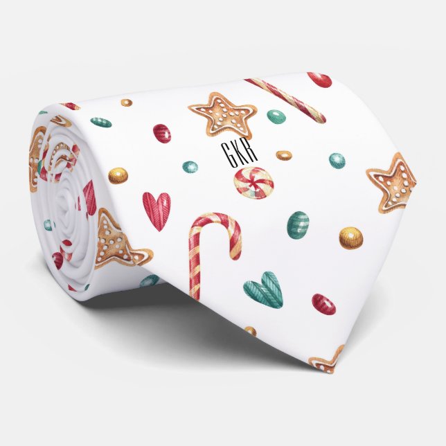Monogram Candy & Cookies Helgdag Neck Tie Slips (Rullad)