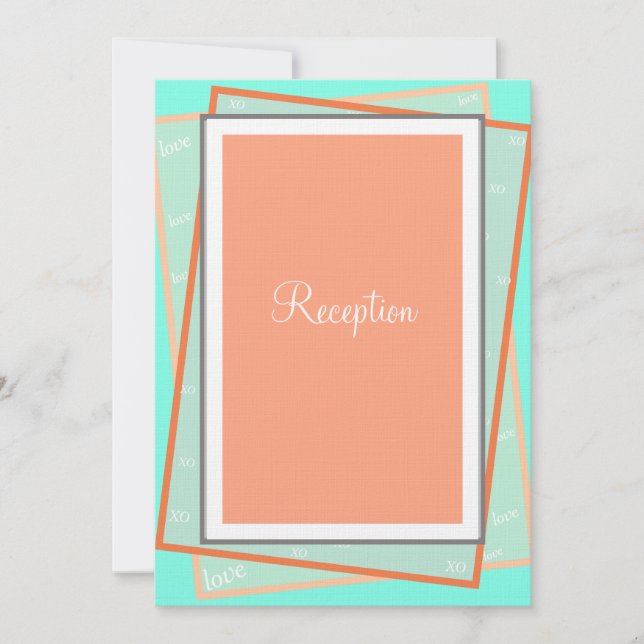 Monogram Cantaloupe Blue Geometric Reception Inbjudningar (Framsida)