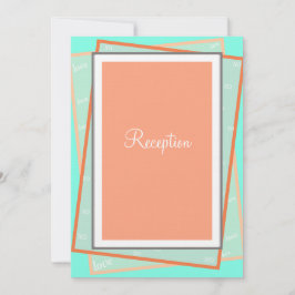 Monogram Cantaloupe Blue Geometric Reception Inbjudningar