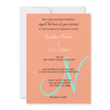 Monogram Cantaloupe Turquise-inbjudan