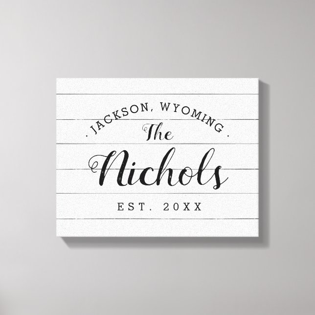 Monogram Canvas-tecken för Farmhouse Shiplap-famil Canvastryck (Framsida)