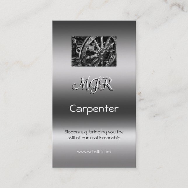 Monogram, Carpenter Business, metalleffekt Visitkort (Framsida)