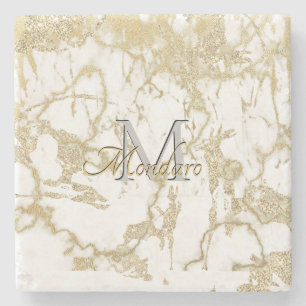 Monogram Carrera Marble Metallic Guld Glitter Gems Stenunderlägg