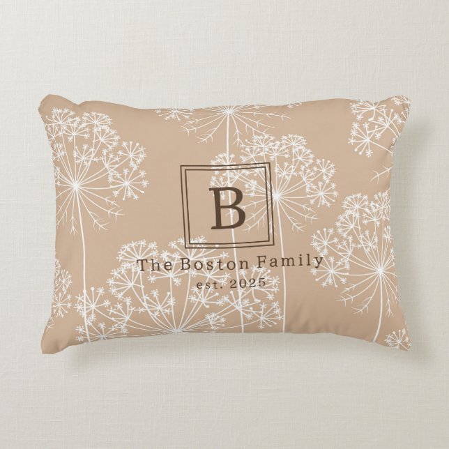 Monogram Carrot Flower Silhouette Soft Beige Prydnadskudde (Framsidan)