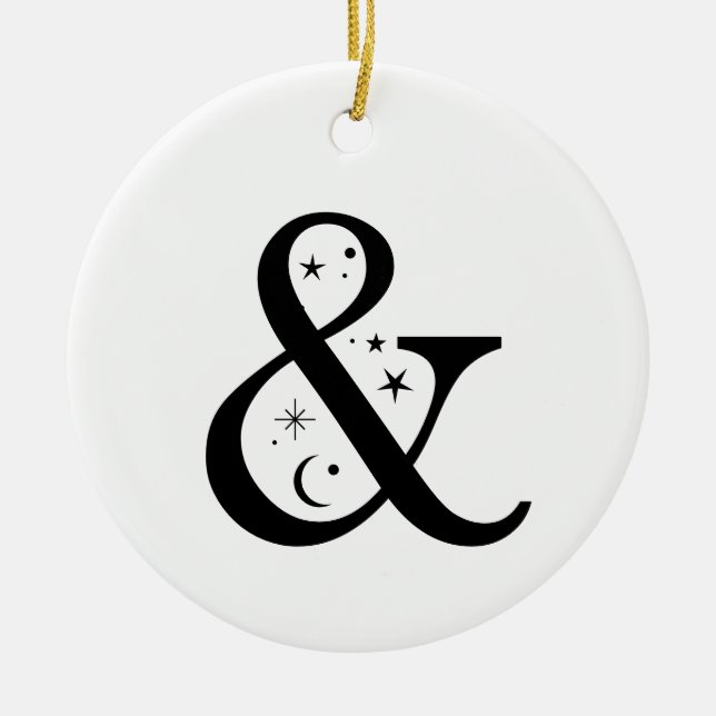 Monogram & Celestial Et-tecken Julgransprydnad Keramik (Framsidan)
