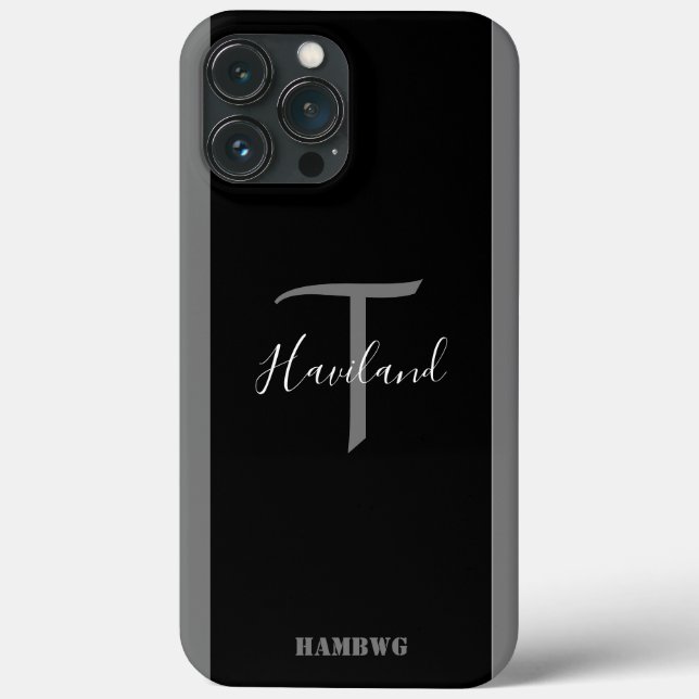 Monogram Cell Phone Case HAMbyWG - Black & grått (Baksida)