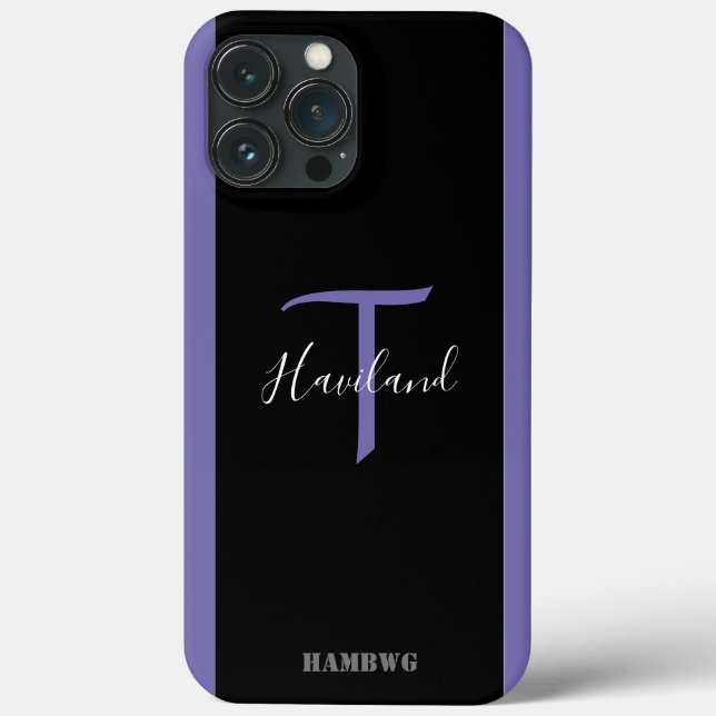 Monogram Cell Phone Case HAMbyWG - Black & lila (Baksida)