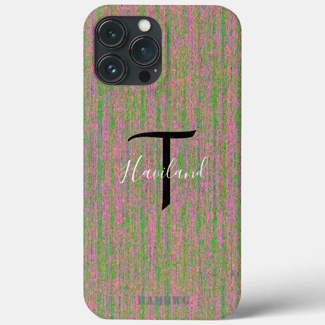 Monogram Cell Phone Case HAMbyWG - Rosa/Grönt (Baksida)