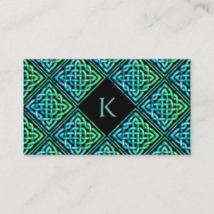 Monogram Celtic Blue-Affärskort Grönt Visitkort