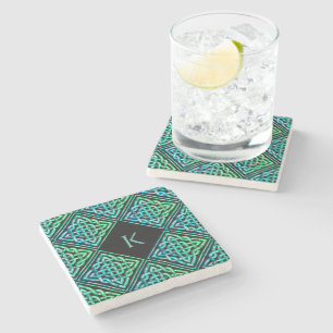Monogram Celtic Blue Grönt Stone Underlägg
