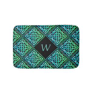 Monogram Celtic Knot Blue Grönt Bath Mat Badrumsmatta