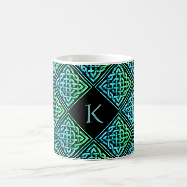 Monogram Celtic Knot - Blue Grönt Mugg (Center)