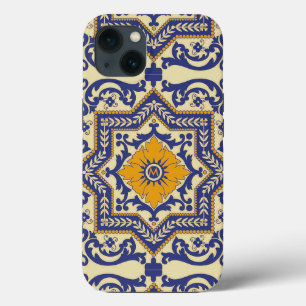 Monogram Ceramic Azulejo Stil Blue Orange färg