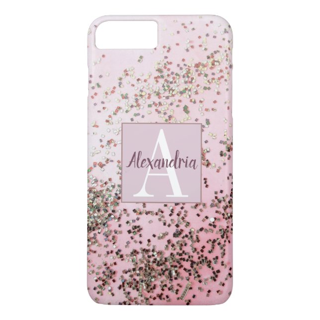 Monogram Champagne Rosa Confetti Case-Mate iPhone Skal (Baksida)