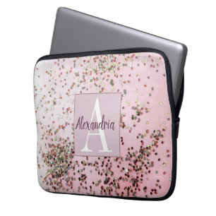 Monogram Champagne Rosa Confetti Laptop Fodral