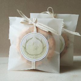 Monogram Champagne Watercolor Kuvert Seal /Favor Runt Klistermärke