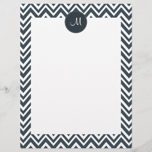 Monogram Charcol och White Zigzag Mönster (Framsida)