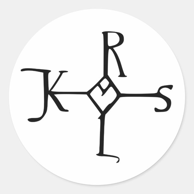 Monogram Charlemagne Runt Klistermärke (Framsida)