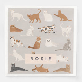 Monogram Charming Cat Mönster Cat Lovers Pappersservett