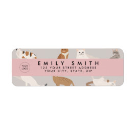 Monogram Charming Cat Mönster Cat Lovers Returadress Etikett