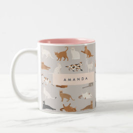 Monogram Charming Cat Mönster Cat Lovers Två-Tonad Mugg