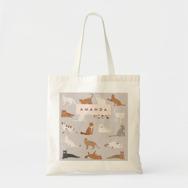 Monogram Charming Cat Mönster Cat Lovers Tygkasse (Framsidan)