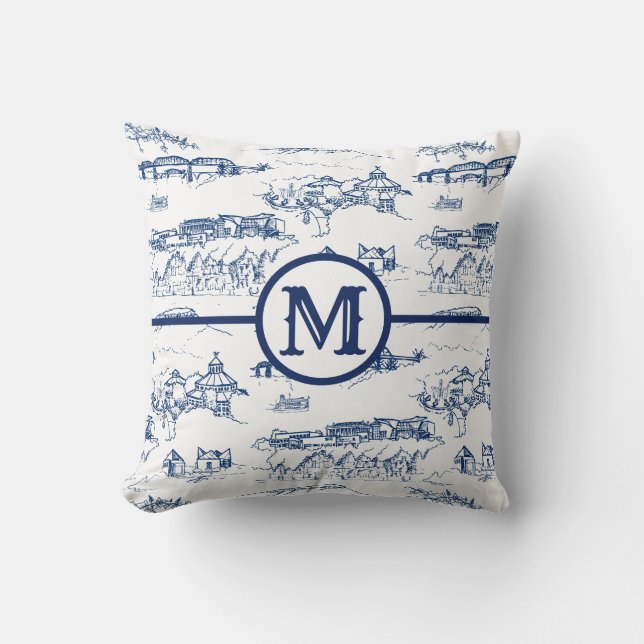 Monogram Chattanooga Blue Kudde (Framsida)