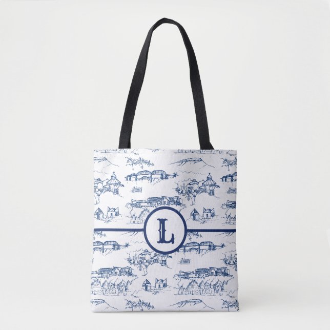 Monogram Chattanooga Toile Blue Tygkasse (Framsida)