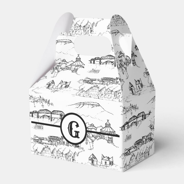 Monogram Chattanooga Toile Favor Box Presentaskar (Framsidan Sidan)