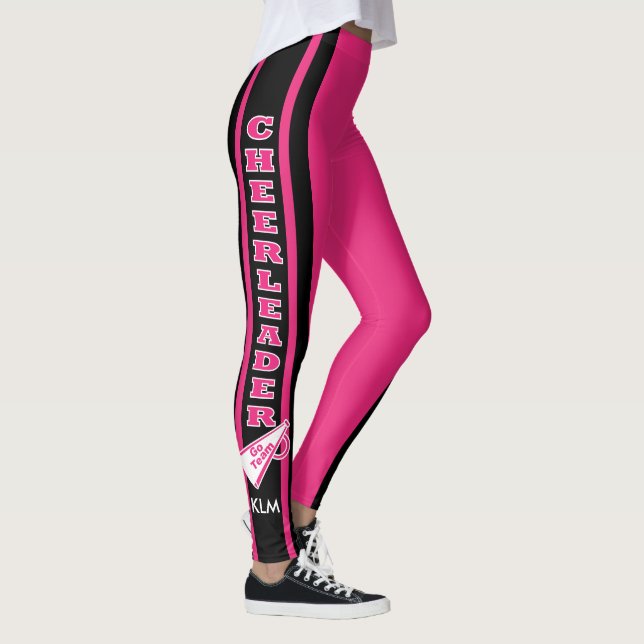 Monogram CheerLedande Shock rosa Leggings (Höger)