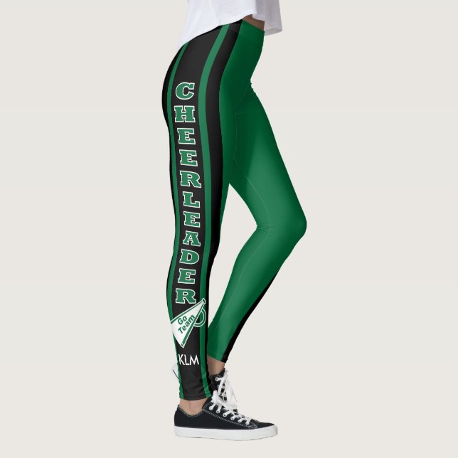Monogram Cheerledare Mörk grönt Leggings (Höger)