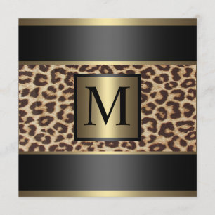 Monogram Cheetah, Leopard Bröllop Inbjudningar